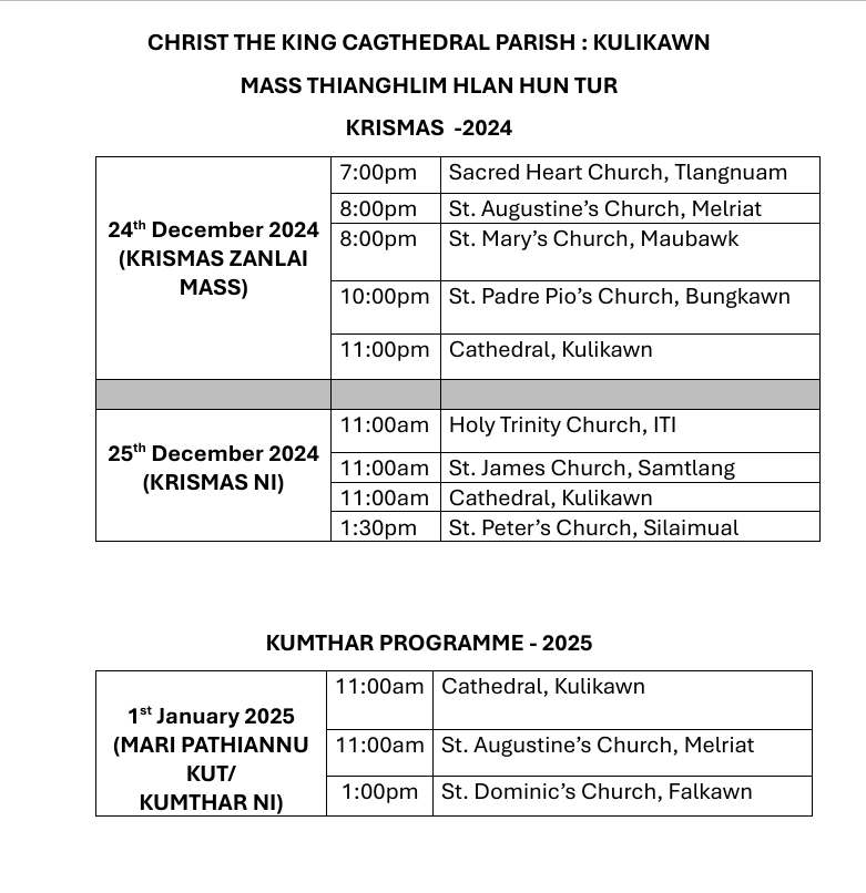 KRISMAS LEH KUMTHAR MASS HLAN HUN TUR